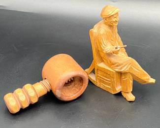 Hand Carved Canadian Folk Art Figure And handturned wooden nutcracker