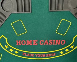 Folding Home Table Top Poker Table With Carrying Case And Chips