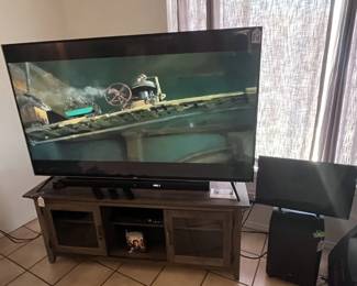 70" Vizio, 24" Vizio TV, JBL Soundbar w/sub (loud bass), Entertainment Stand