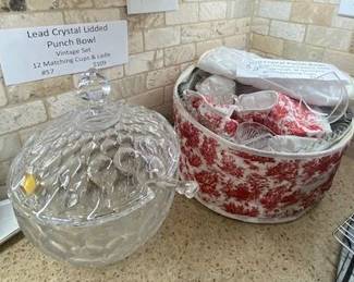 2 Punch Bowl Sets w/ Matching Cups
