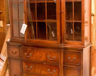 Vintage Breakfront China Cabintet Secretary