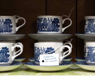 Churchill Blue Willow Cups and Saucers