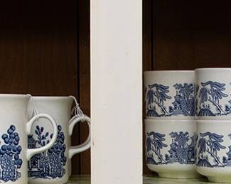 Churchill Blue Willow Soup and Coffee Mugs