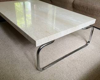 Michael McCarthy for Cassina 1960's-70's, travertine top with chrome legs