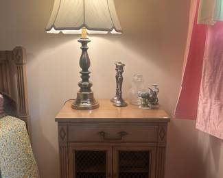 Wooden Nightstand, Decorative Table Lamp