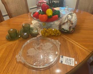 Stanley Furniture Dining Table & Four Chairs, Glass Fruit and Vegetable Set