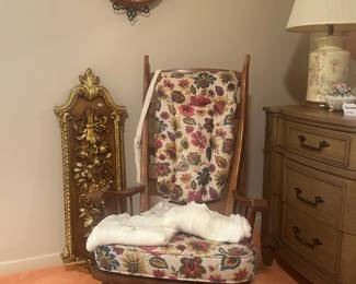 Wooden Rocking Chair, Wall Clock