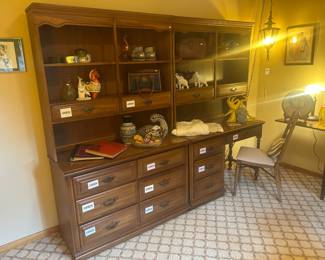 Wooden Desk with Hutch
