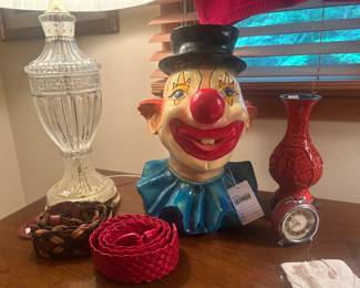 Belts, Vtg Clown Coin Bank