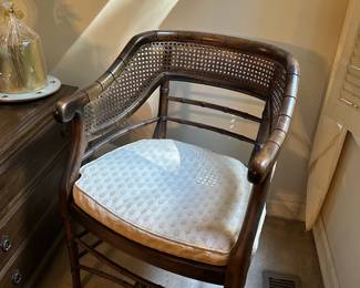 Vintage Bamboo Cane Back Barrel Accent Chair