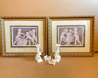 Two Grisaille Neoclassical Styled Framed Prints