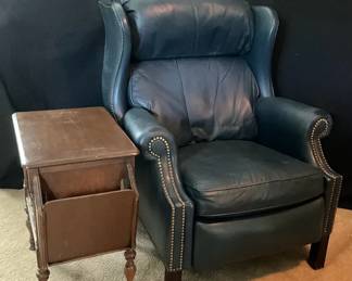 Hancock And Moore Leather Recliner And Table