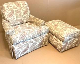 Floral Patterned Chair And Ottoman