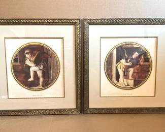 Gold Framed Cherub Print Duo