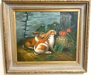Rabbits Oil Painting