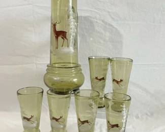 Antique Biedermeier Pitcher And Glasses