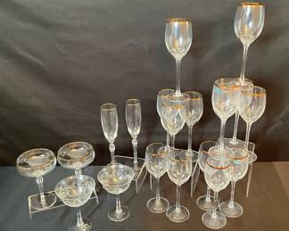Lenox Monroe Cristallerie DArques Gold Trim Glasses