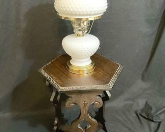 Milk Glass Lamp Hexagonal Table