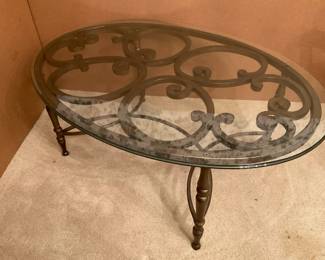 Painted Iron Glass Coffee Table