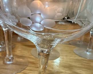 Central Glass Thistle Etched Stemware Set