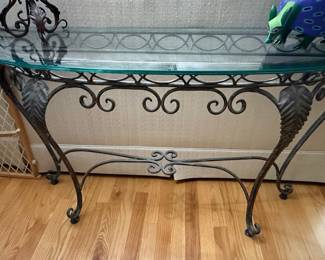 Wrought Iron and Glass Console Table Style
