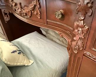 Chippendale Style Mahogany Writing Desk with Stool