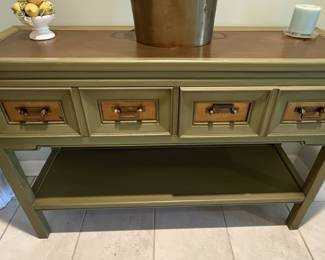 Green Faux Leather Top Console Table
