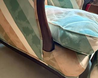 Vintage Striped Armchair and Ottoman Set