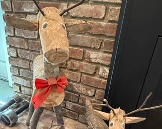 Rustic Log Reindeer Family Set