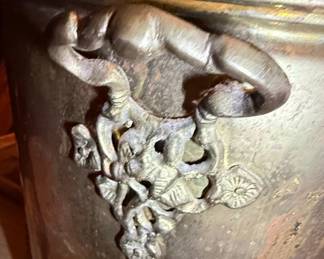 Neoclassical Style Brass Planter/Coal Scuttle with Ram Handles