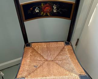 Hitchcock Style Hand-Painted Rush Seat Side Chair