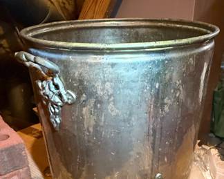 Neoclassical Style Brass Planter/Coal Scuttle with Ram Handles