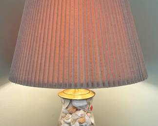 Vintage Seashell Filled Glass Table Lamp