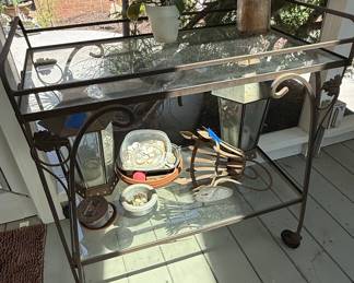 Wrought Iron and Glass Bar Cart Style