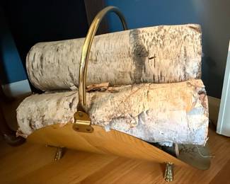 Brass and Birch Log Holder