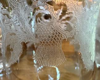 Central Glass Thistle Etched Stemware Set
