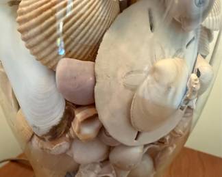 Vintage Seashell Filled Glass Table Lamp