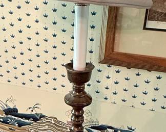 Silver Plate Candlestick Style Table Lamp