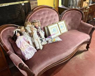 Antique sofa, dolls