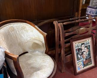 Antique bed, chair