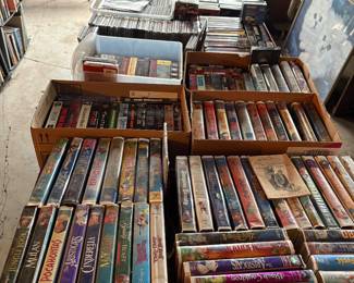 VHS tapes, DVDs, CDs