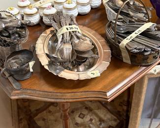 Silverware, side table
