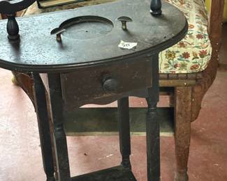 Antique smoker’s stand, chair