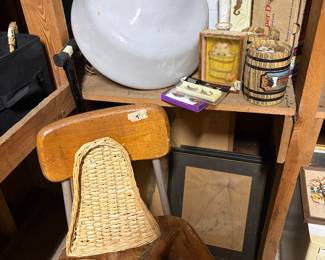 Antique globe light, school chair 