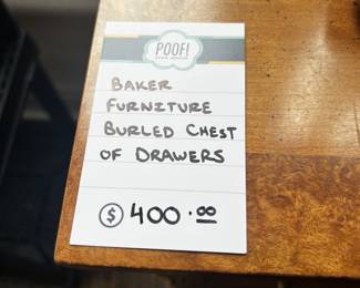 Baker Furniture Burled Chest of Drawers