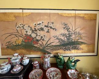 Katuni& decorative Japanese painted screen