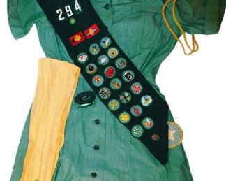 GIRL SCOUT UNIFORM WITH FULL REGALLIA
