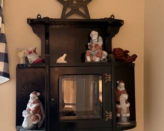 Wall hung Eastlake period small curio cabinet in dark oak