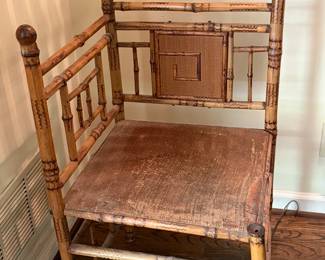 19th century rattan hand built corner chair - England