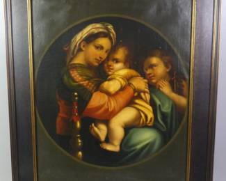 Antique painting of Madoona in chair